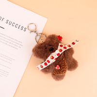 Nouveau porte-clés ours en peluche mignon à habiller, animal en peluche doux et moelleux, pendentif de sac, porte-clés de voiture tendance, cadeau créatif pour femmes et filles