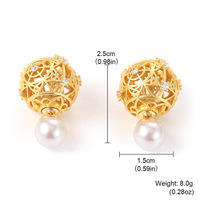 Boucles d'oreilles clous vintage de luxe pour femme, en argent 925, avec gravure, motif orb creux, fleur de rose et perle, bijoux de créateur