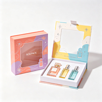 Boîte cadeau magnétique personnalisée pour parfum avec fenêtre en PVC, insert pour 3 flacons, boîte en papier rigide pour emballage d'échantillons de mini-parfums