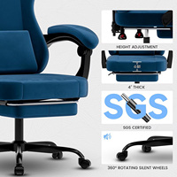 Chaise de bureau ergonomique pour adultes DDP Anji avec support lombaire, appui-tête, dossier haut en tissu, pour ordinateur, jeux vidéo, avec repose-pieds