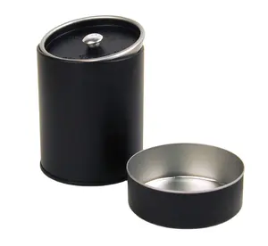 Benutzer definierte Logo schwarze Zylinder Blechdose Verpackung für Tee