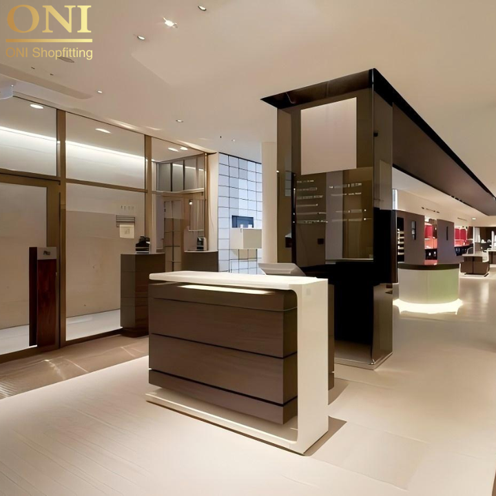 Shopfitting Counter ONI Shopfitting Shopping Mall Coffee Shop Showroom Custom Wall Cabinet ...