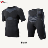 Ensemble de sous-vêtements de sport pour homme TIMETEX, manches courtes, compression, évacuation de l'humidité, ajustement parfait