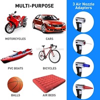 Compresseur d'air 12V portable, mini gonfleur de pneus avec lumière d'urgence, jauge de pression pour SUV