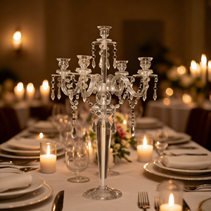 Candelabro Acrílico LANJO de 5/8 Brazos, Centro de Mesa para Bodas, Portavelas para Decoración de Eventos y Recepciones - Product Image 2