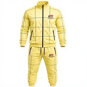 Chándal con Capucha Amarillo para Hombre Long Mission, Cierre Completo, Estampado Geométrico, Ropa Deportiva Informal, Transpirable, de Algodón, para Invierno - Product Image 4