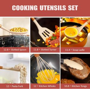 Ustensiles de cuisine, matériel de cuisine, ensemble de couteaux de cuisine, ensemble d'ustensiles de cuisine en silicone avec planche à découper - Product Image 2