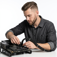 Câble d'extension d'alimentation GPU gainé PCIe 5.0 12VHPWR 16 broches (12+4) mâle vers 2x 8 broches femelle pour ordinateur