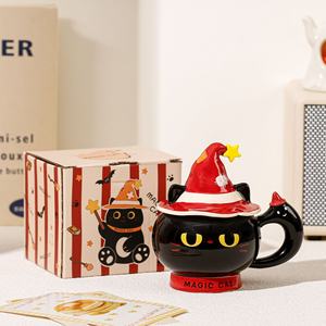 Taza de Cerámica Creativa con Tapa de Gato y Sombrero Mágico para Café de Oficina o Desayuno - Product Image 6