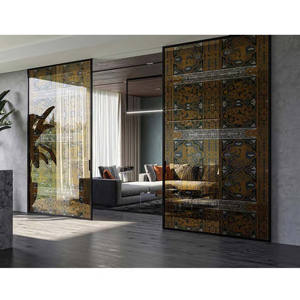 Conception personnalisée Cité interdite Série Art décoratif Cloison <span class=keywords><strong>de</strong></span> porte coulissante en verre Cloison étanche coupe-vent Verre trempé <span class=keywords><strong>de</strong></span> sécurité - Product Image 3