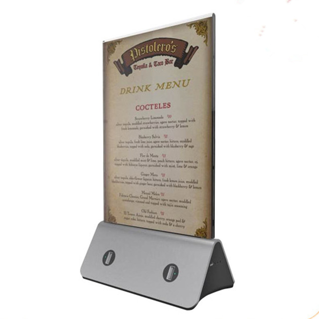 Professional 4-USB Output Menu Card Design Plastic Portable Power Bank Model K29 Exclusive for Restaurant Hotel Hospitality Use