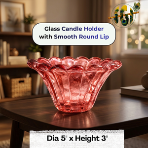 Porte-bougie en verre fait main de haute qualité, forme ronde, rouge, diamètre 5 pouces, résistant à la chaleur, décoration d'intérieur - Product Image 3