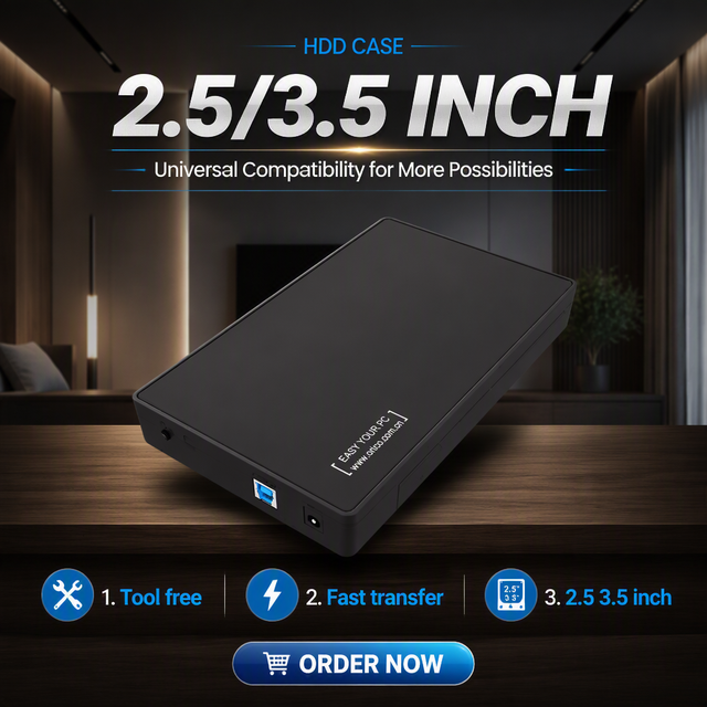 3.5 Inch USB 3.0 HDD Enclosure SATA External Hard Drive Case with 12V Power Adapter Tool Free UASP 16TB for 2.5 3.5 Inch HDD SSD