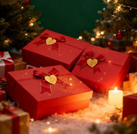 Vente directe usine – Boîtes rigides rouges personnalisables avec poignée, doublure en éponge, finition bronzée, forme sac à main – Tendance mode haut de gamme