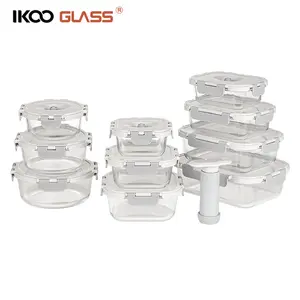 Ikoo 1L tái sử dụng lò vi sóng an toàn thủy tinh bữa ăn chuẩn bị container Stackable và ép chân không kín thực phẩm lưu trữ Nhà cung cấp