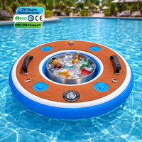 Plateforme flottante gonflable Drop Stitch en gros pour usine avec porte-gobelets et glacière centrale pour fêtes au bord de la piscine ou du lac