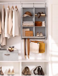 StorageWorks Modern 6-Tier Collapsible Non-Woven Fabric Metal Rod Closet Organizer <b>Shelves</b> for Bag Bedroom Kids Dorm RV Camper - Product Image 2