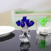 Bouquet de roses en cristal, figurine en verre K9, fleurs décoratives de table, cadeau de la Saint-Valentin, décoration de salon, artisanat, vente en gros