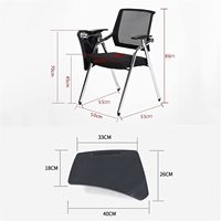 Chaise d'entraînement confortable avec tableau d'écriture, chaise de conférence pliable, table d'étudiant avec bras pour tablette