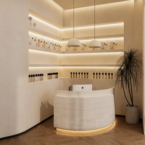 Highend Tùy Chỉnh Nail Salon Trang Trí Nội Thất Nail Salon Cửa Hàng Hiển Thị Quầy Bar Hiển Thị Hiển Thị Trường Hợp LED Giá Chiếu Sáng Trang Trí - Product Image 6