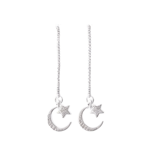 Stella Luna – boucles d'oreilles étoile et lune en argent 925 pour femmes, bijoux romantiques à porter au quotidien, ton or blanc - Product Image 1