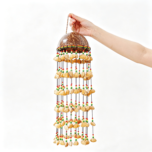 Campana de Viento de Cáscara de Coco en Oferta, Campana de Meditación y Yoga, Adorno Colgante para Exteriores, Instrumentos de Sanación - Product Image 1
