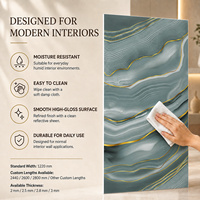 Plaque PVC MORLENX en agate grise marbrée UV avec détails dorés pour murs décoratifs de bureaux et projets de vente en gros