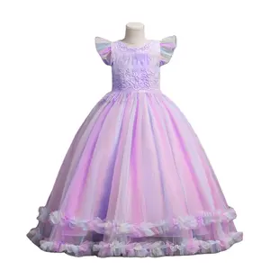 Korean style Children's Princess Dresses for 6 years old kid layered birthday party dress flower girl wedding gown