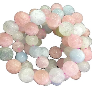 Della pietra preziosa <span class=keywords><strong>Morganite</strong></span> intagliato rotondo perline braccialetti gioielli - Product Image 2