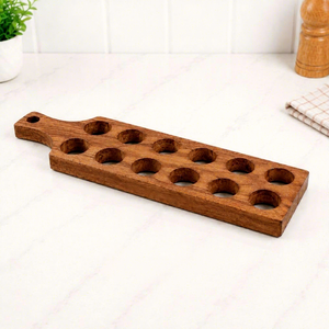 Acacia <b>Wood</b> <b>Egg</b> Platter with Handle 12 Hole <b>Egg</b> Serving Tray Reversible Charcuterie Board Serving Platter Brown - Product Image 3