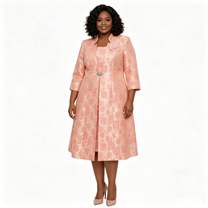 Elegante Conjunto de Vestido y Chaqueta de Dos Piezas para Iglesia, Ideal para Eventos Formales de Domingo, Madres de la Novia y Coros - Product Image 1