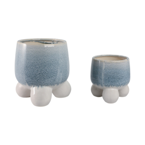 Vasi per piante in ceramica smaltata con piedini a sfera per uso interno ed esterno, set di due - Product Image 2