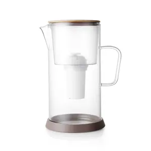 Color Box Cold Water Filter Pitcher Home Pure Nova Water Filter Manual Household Kitchen Use Glass with Bamboo Activated Carbon