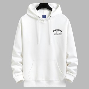 เสื้อฮู้ดผู้ชาย ผ้าฝ้าย 100% ทรงปกติ สีน้ำเงินล้วน พิมพ์ลายด้านหน้า สวมใส่สบายๆ สำหรับฤดูใบไม้ร่วง - Product Image 5