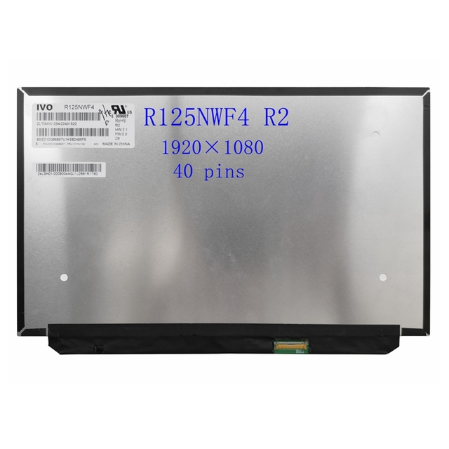 12.5" Laptop LCD Touch Screen R125NWF4 R2 Fit B125HAK01.0 for Lenovo ThinkPad X270 X280 A275 20HM 40pins 300 Cd/m
