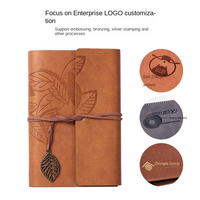 Cuaderno de Cuero PU Personalizado con Espiral, Juego de Regalo con Bolígrafo, Cuaderno de Viaje Vintage, Personalizado, A5/A6, 7 Artículos de Papelería