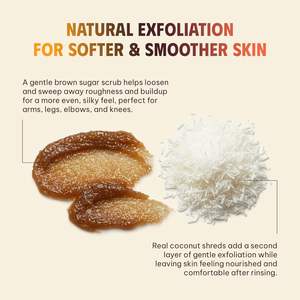 <span class=keywords><strong>Gommage</strong></span> corporel au sucre brun hydratant et exfoliant pour le visage, les mains et les pieds, combat l'acné, les ridules et les rides, avec des éclats de noix de coco et des vitamines C - Product Image 2