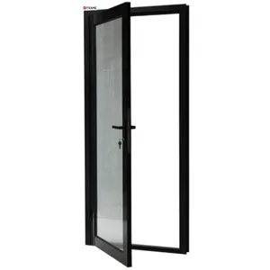 Thermal break popular security aluminum frame glass double entry door exterior double swing doors with blinds