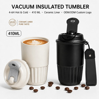 Kingze Tasse thermique isolée sous vide de 410ml avec logo personnalisé Tasse à café avec couvercle en céramique 316 en acier inoxydable pour voiture de voyage