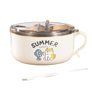 Tazón de dibujos animados Summer Fufu con tapa, de acero inoxidable, apto para lavavajillas, para uso doméstico. - Product Image 3