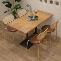 Table de salle à manger rectangulaire multifonctionnelle de style américain en bois massif pour café, restaurant occidental et hôtel, avec ensemble chaise et table