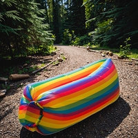 200KG au-dessus de la chaise de lit paresseux en PVC de canapé d'air gonflable en couleur arc-en-ciel 240x70mm sac de couchage de style momie pour une utilisation intérieure et extérieure