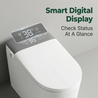WC intelligent monobloc en céramique avec chasse d'eau électrique automatique, siège chauffant, capteur de pied et cuvette allongée pour salle de bain moderne