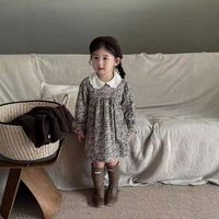 Robes fleuries pour enfants, robes imprimées à manches longues pour enfants, vêtements en coton tendance pour enfants, printemps et automne