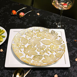 طبق فاكهة زجاجي فاخر بتصميم ورقة شجر ذهبية برونزية إبداعية للمنزل وغرفة المعيشة وتقديم الوجبات الخفيفة في الفنادق والمآدب - Product Image 6