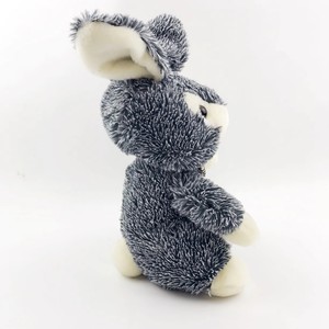Conejito de Peluche Súper Suave con Rayas <span class=keywords><strong>Grises</strong></span> y Lazo a Rayas, Muñeco de Peluche Suave para Niños, Regalo de Pascua - Product Image 3