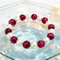 Bracelets et Joncs Faits Main pour Femme : Bijoux Tendance avec Perles d'Imitation et Pierres Œil de Tigre – Idéal Cadeau DIY Original