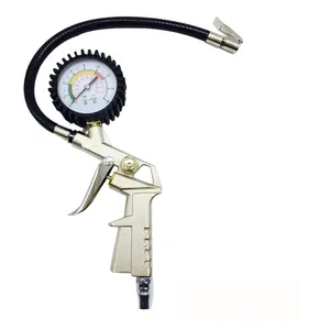 Tire Inflator Air Pressure Gauge with Rubber Hose  Compatible with Air Pump Compressor