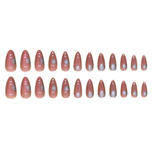 Nouvel Arrivage Faux Ongles ABS Couleur Rouge Effet Tacheté Amande Couverture Complète à Coller 24 Pièces avec Colle pour Salon de Manucure - Product Image 5