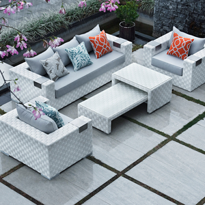 Canapé d'extérieur en rotin moderne, mobilier de jardin, cadre en aluminium de luxe, ensemble de canapés de patio, ensemble de meubles pour hôtel, complexe hôtelier - Product Image 2